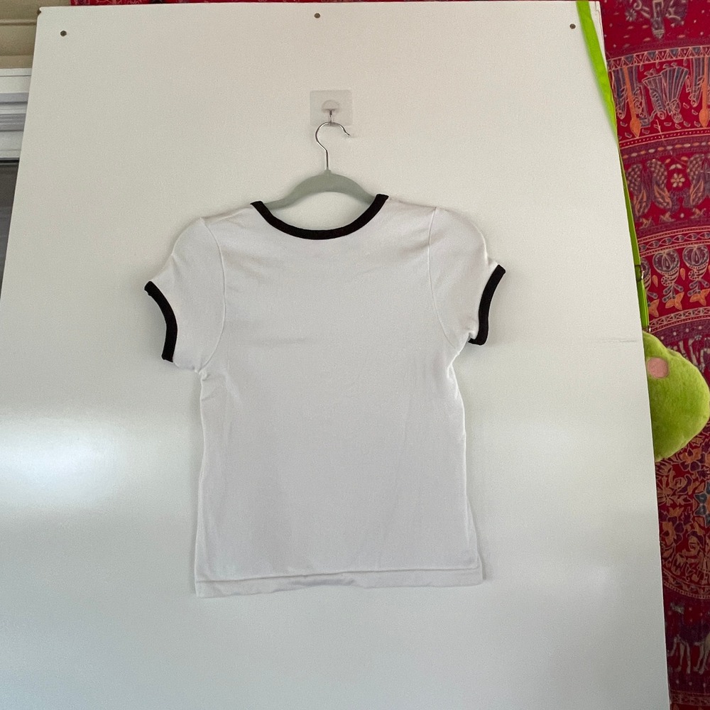 Sincerely Jules Large White & Black Fitted baby tee Cotton short sleeve tee prep